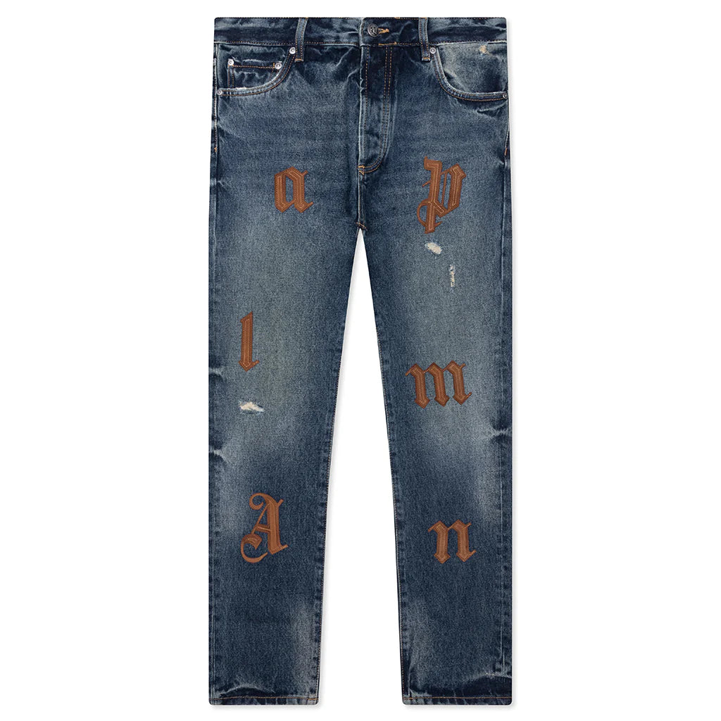 Logo Patch 5 Pockets Blue Golden Brown