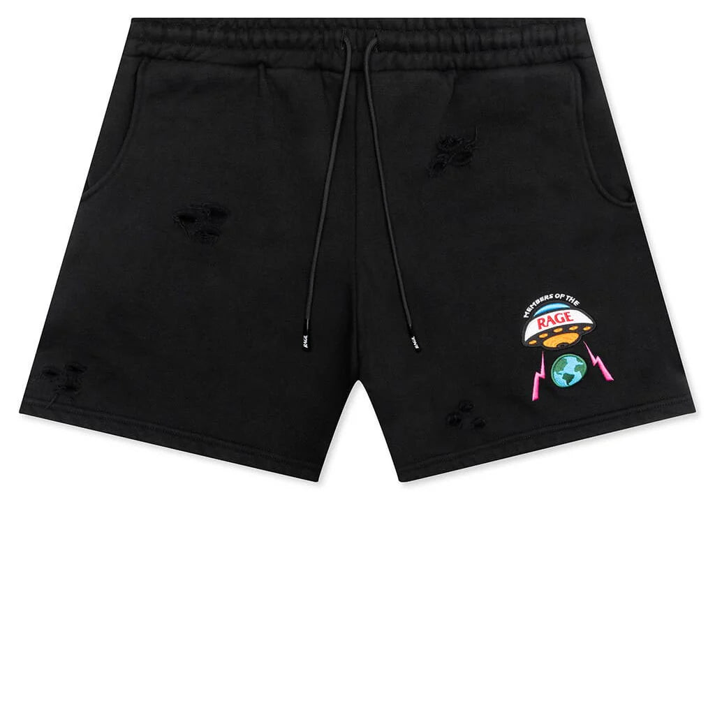 Distressed Shorts Small Logo Black