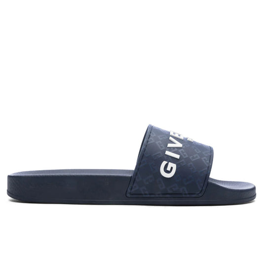 Slide Flat Sandals Dark Blue