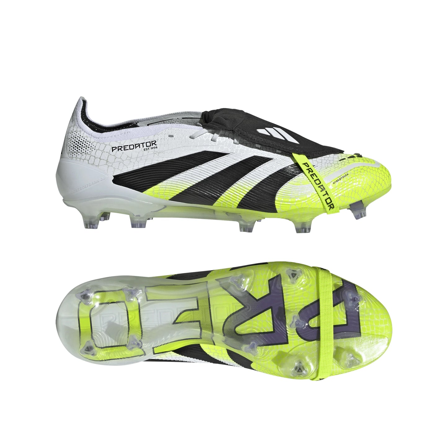 adidas Predator Elite Fold Over Tongue Firm Ground Soccer Cleats Cloud White Black Lucid Lemon