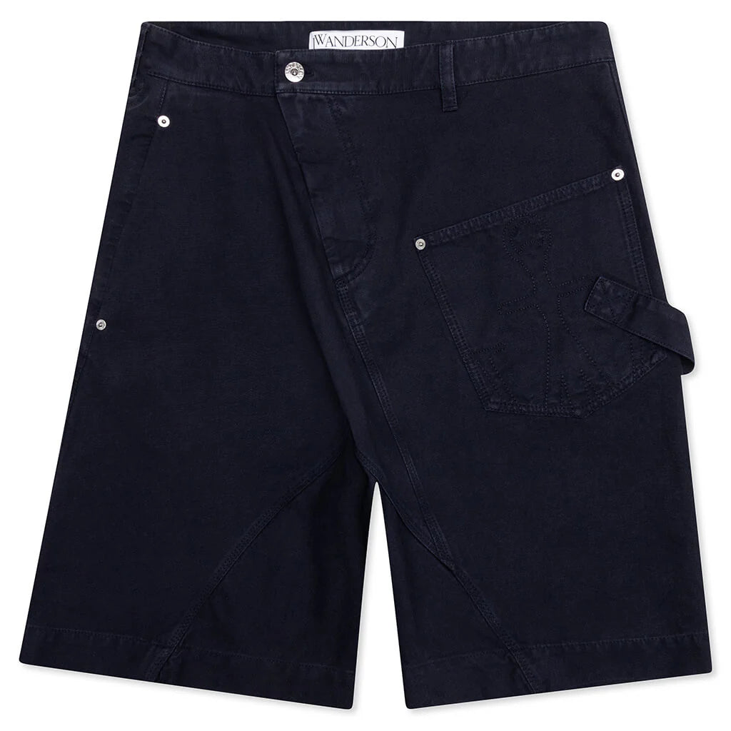 Twisted Cotton Bermuda Shorts Navy