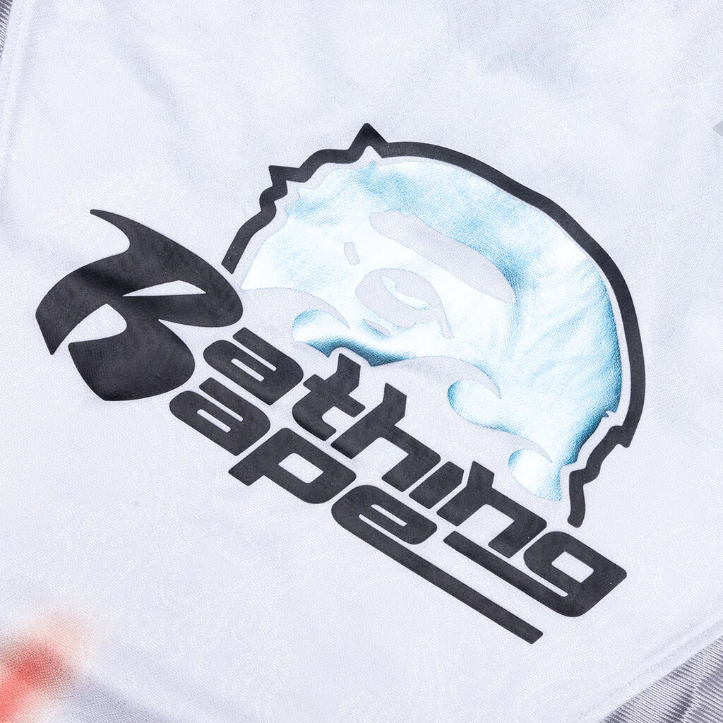Flame Pattern Multilogo Relaxed Fit Football Jersey White