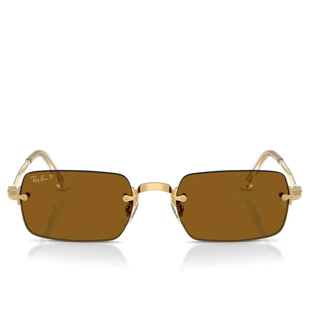 Ray Ban x AAP Rocky Rimless Pillow Arista Dark Brown Polarized