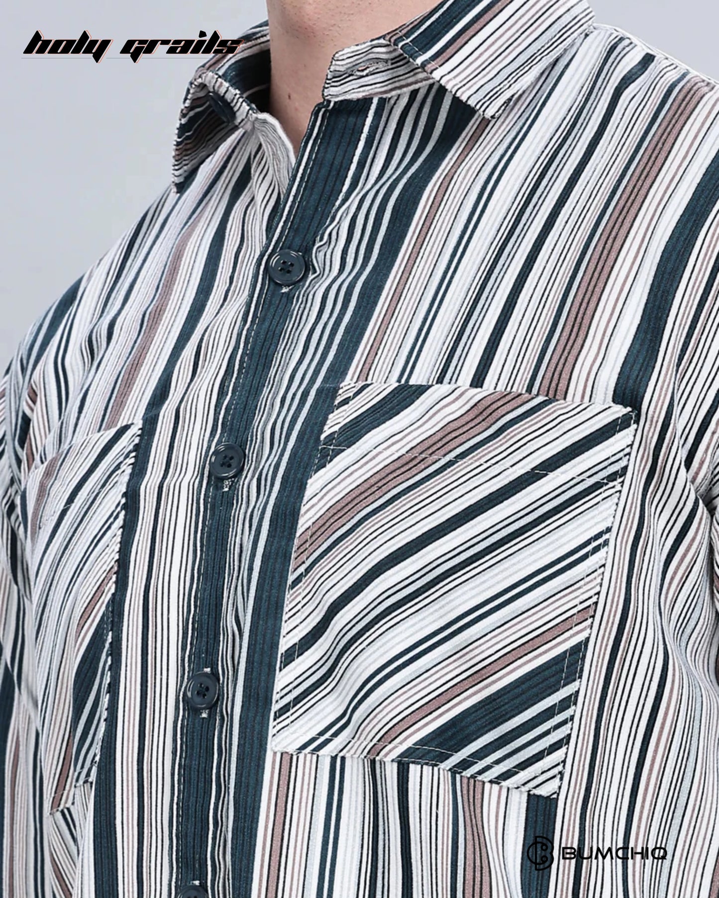 Green Cream Stripes Overshirt HG x Bumchiq