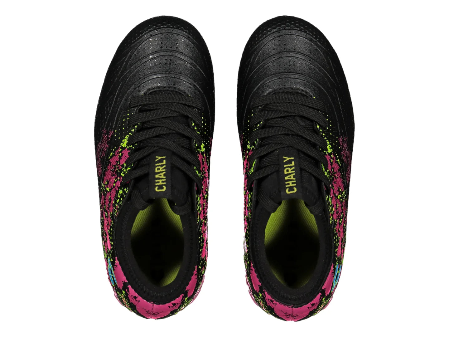 Tenis de Fútbol Charly FG Negro con Fucsia para Niño