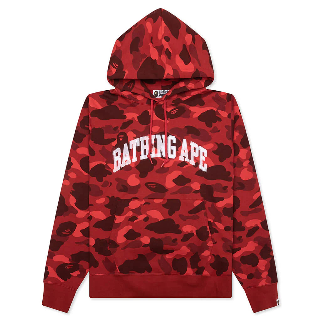Color Camo Pullover Hoodie Red