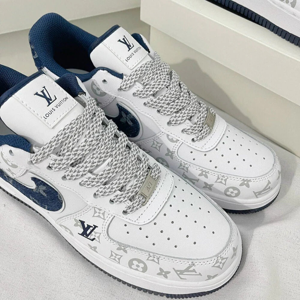 Louis Vuitton x Nike Air Force 1 White Navy Monogram Custom