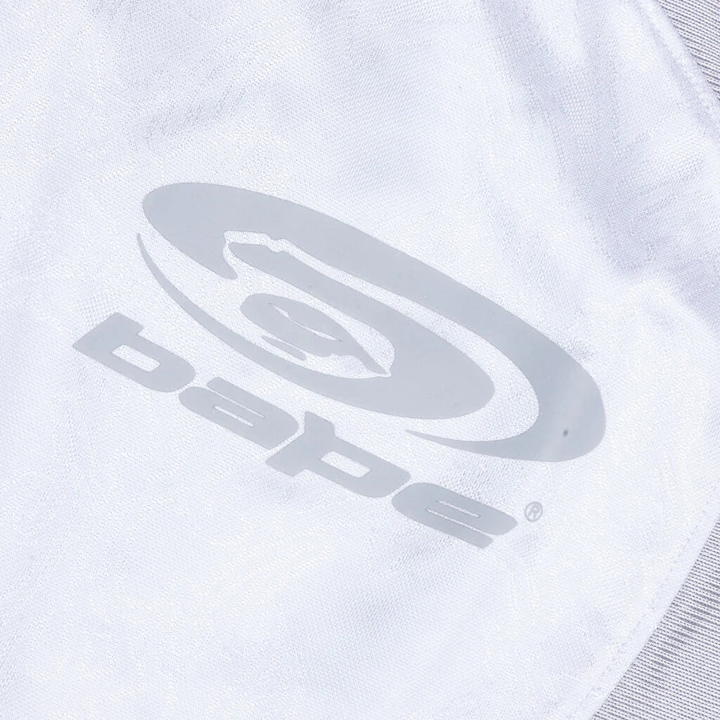 Flame Pattern Multilogo Relaxed Fit Football Jersey White