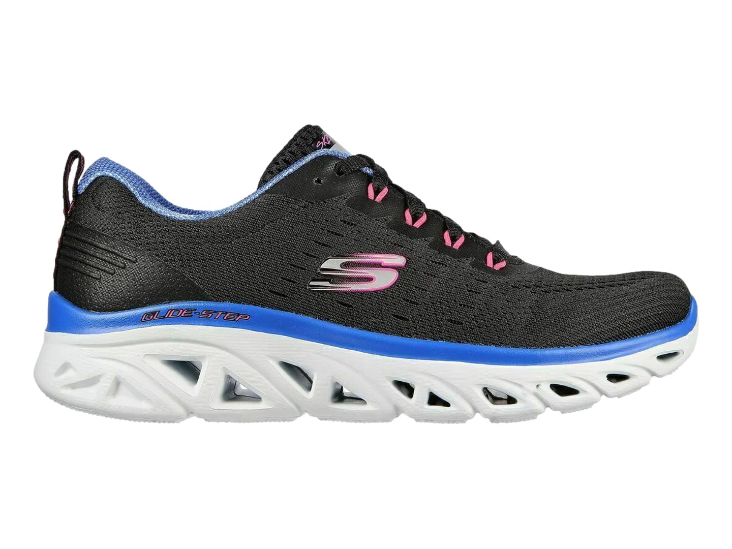 Tenis Skechers Glide Step Sport Negro y Rosa para Mujer