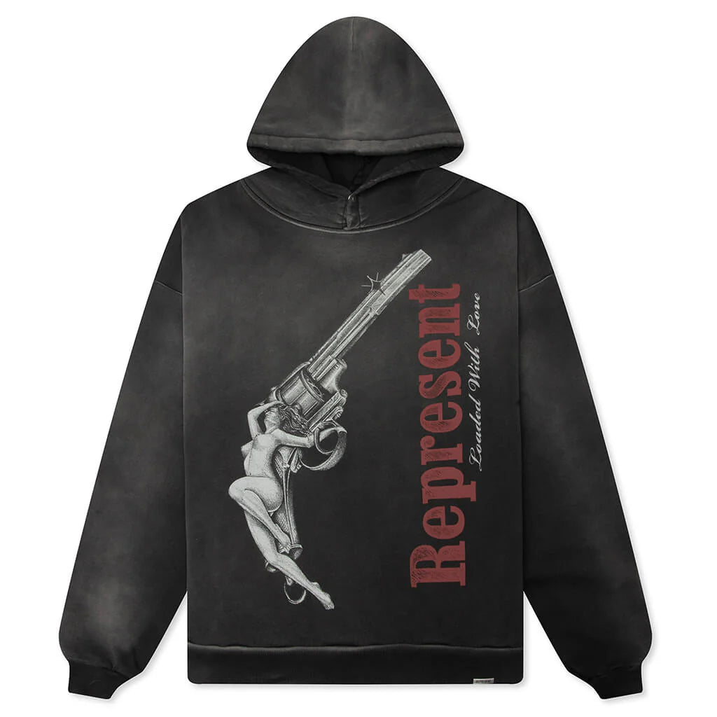 Loaded With Love Hoodie Stained Black