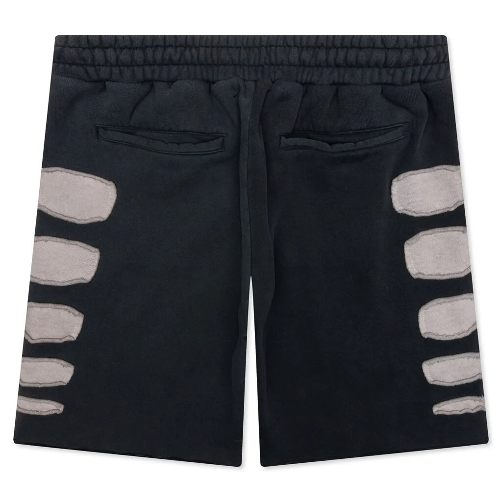 Patchwork Moto Short Washed Black