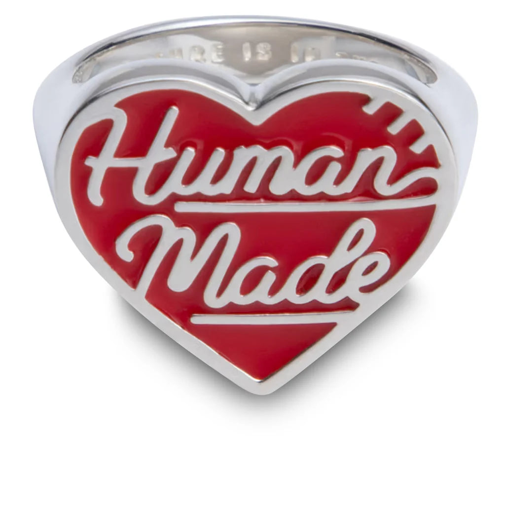 Heart Silver Ring Red