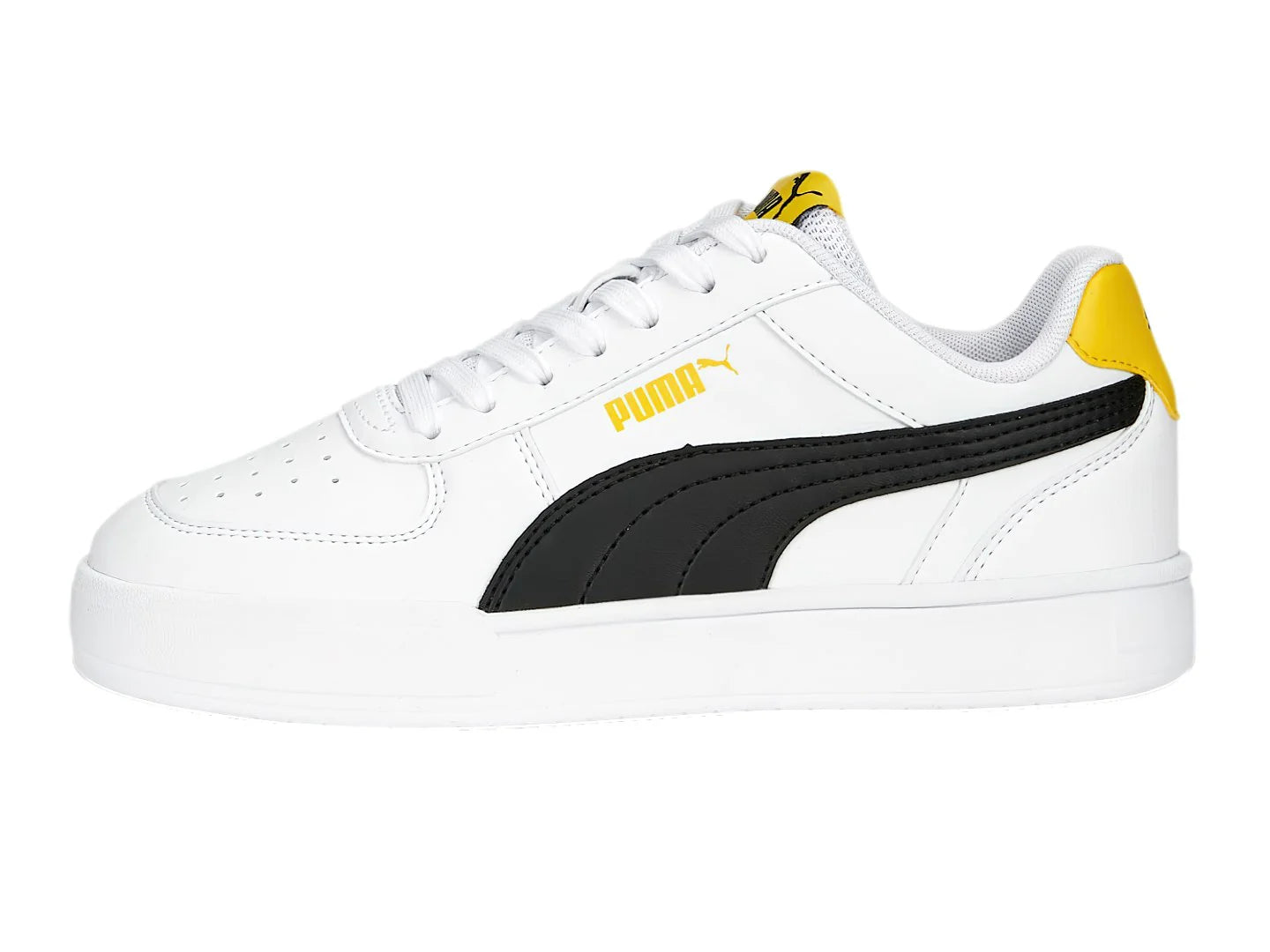 Tenis PUMA Caven JR Blanco Negro y Amarillo para Niño