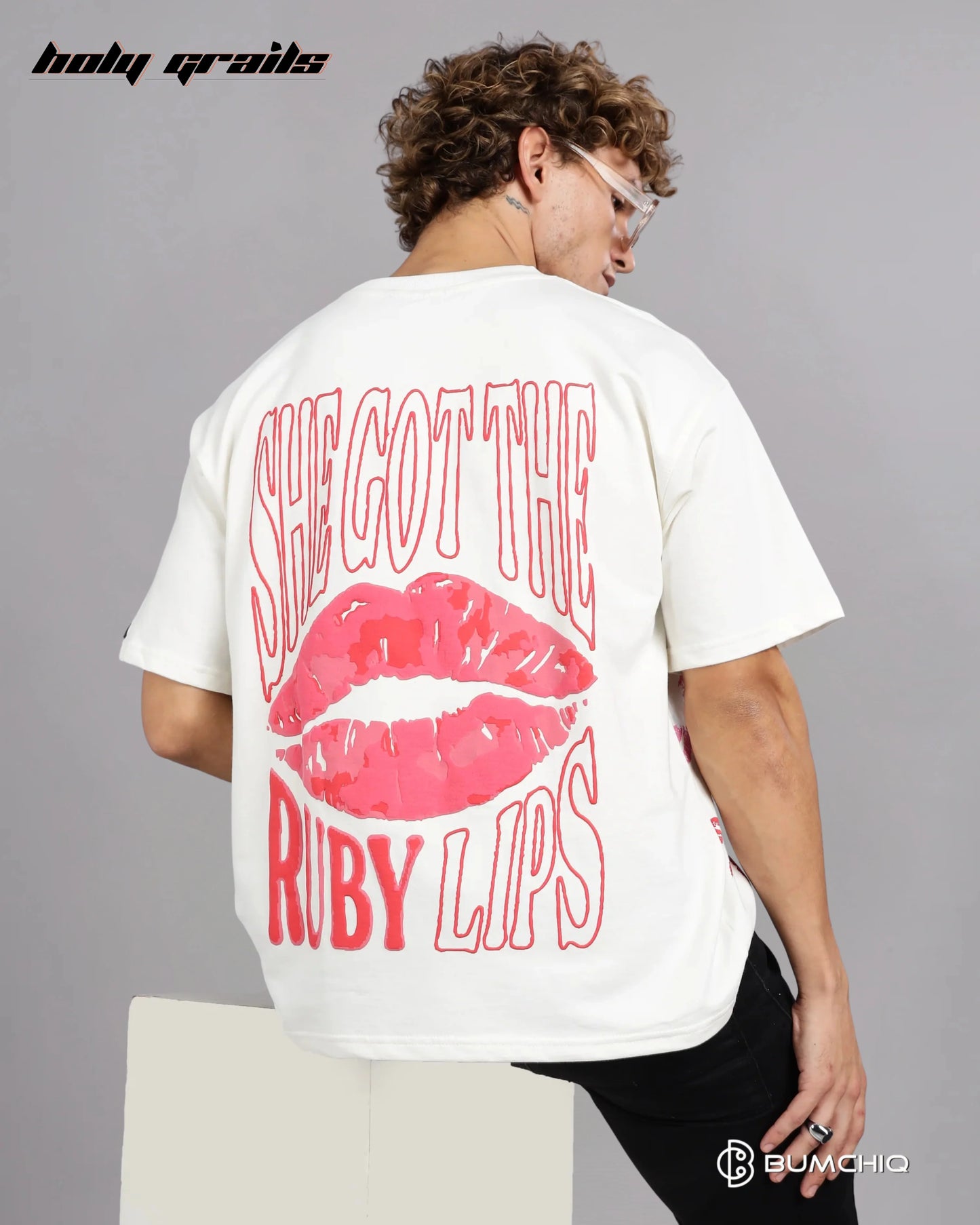 Ruby Lips White Oversize Tee HG x Bumchiq
