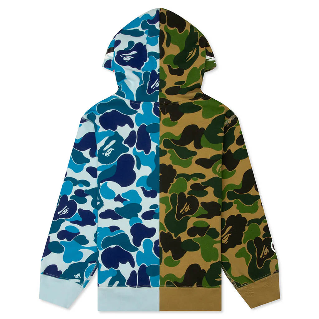 Kids ABC Camo Multi Shark Zip Hoodie Green