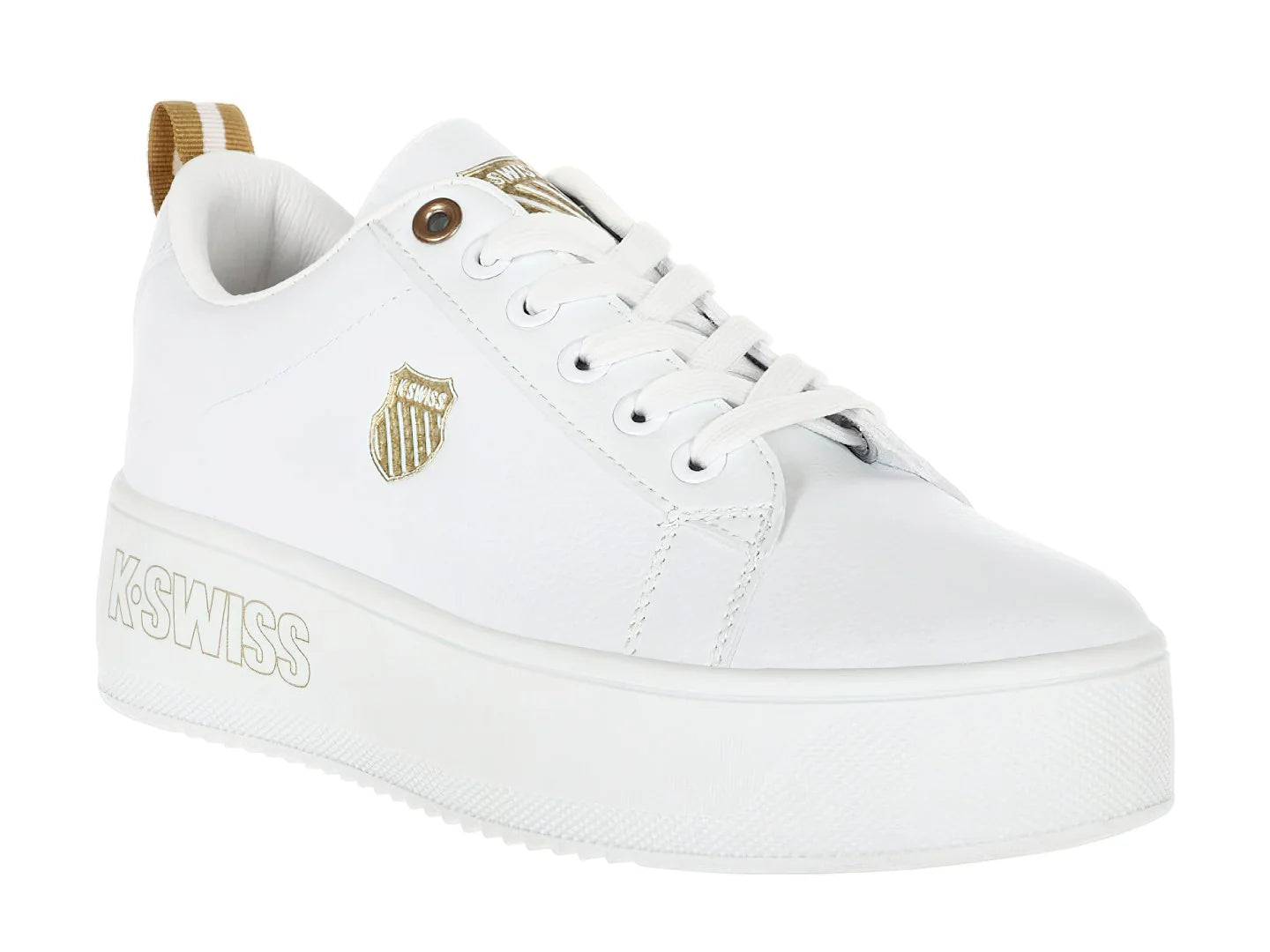 K SWISS Tenis Trinity Platform Blanco y Dorado para Mujer