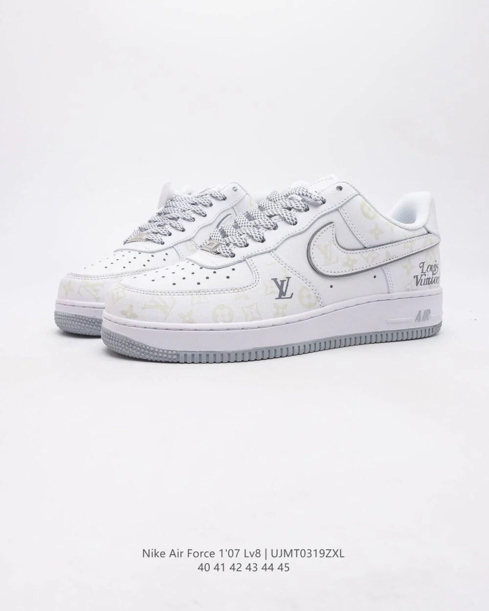 Louis Vuitton x Nike Air Force 1 Monogram Grey Frost Edition Custom