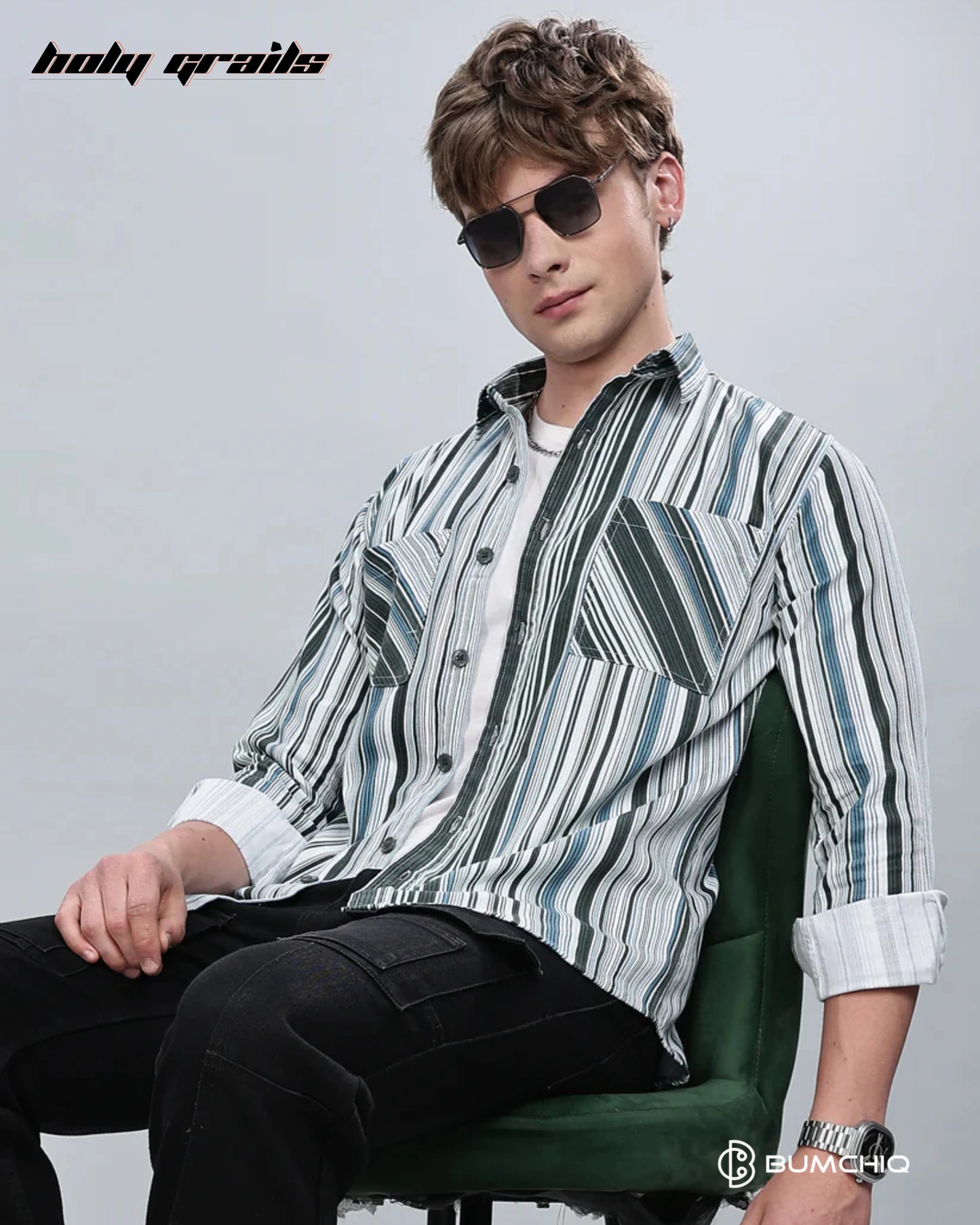 Green Blue Stripes Overshirt HG x Bumchiq