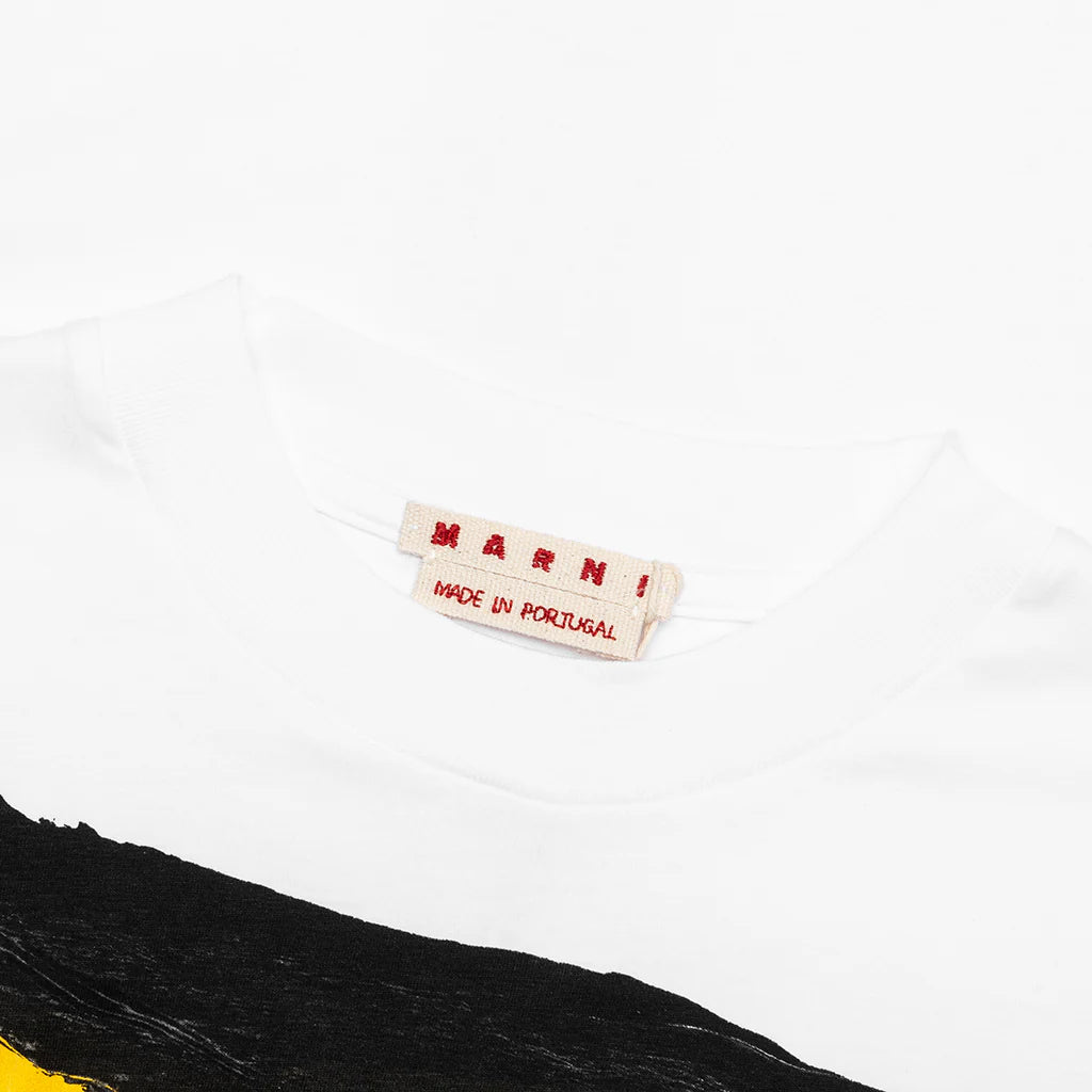Painted On Collage Yellow Logo T Shirt Lily White