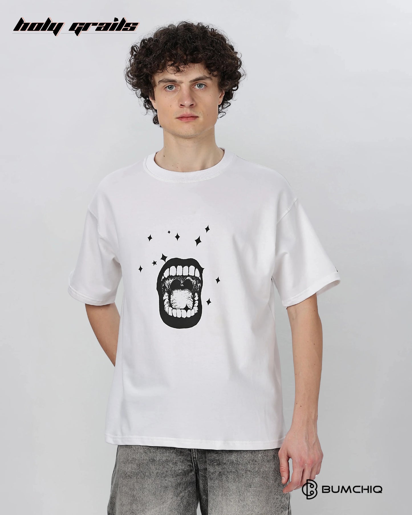 Look At Me White Oversize Tee HG x Bumchiq