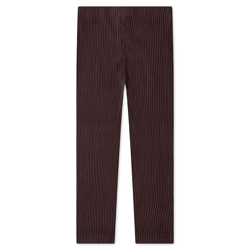 Color Pleats Slack Edge Brown