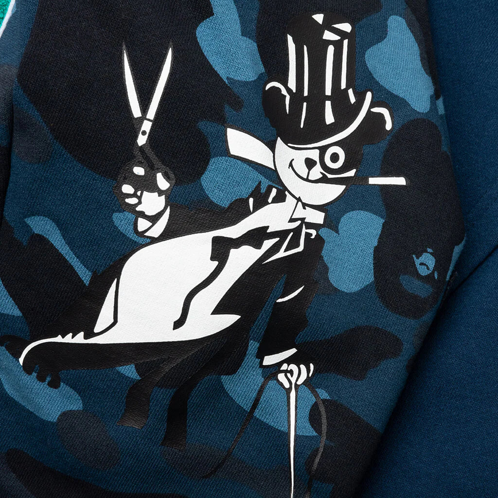 Color Camo Panda Full Zip Hoodie Navy
