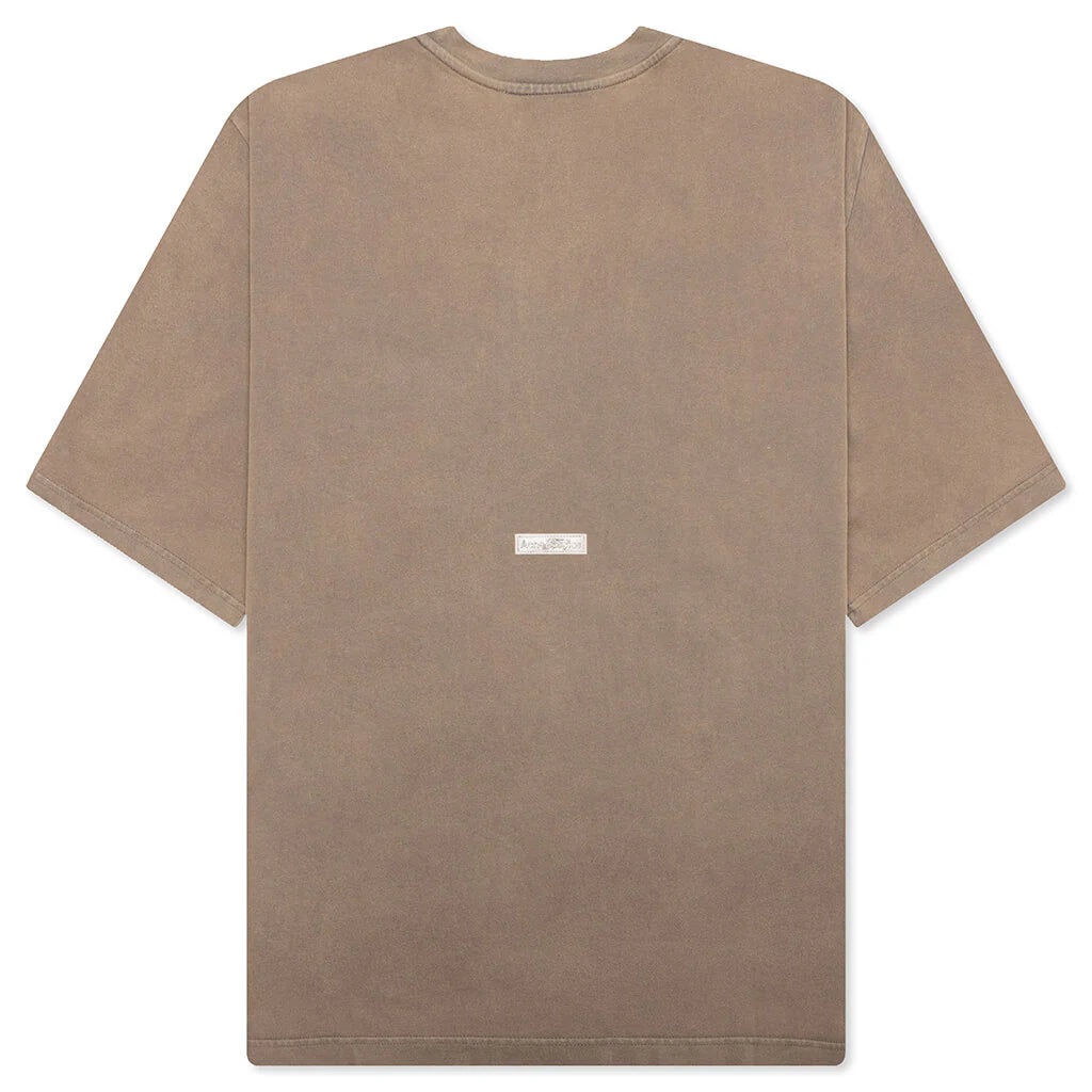 Garment Dyed Crew Neck T shirt Taupe Brown