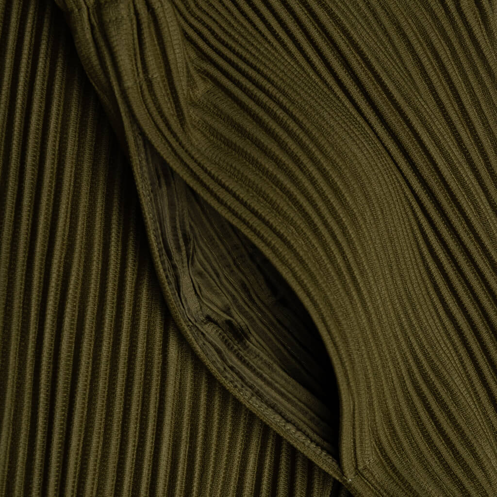 Color Pleats Pants Olive Khaki