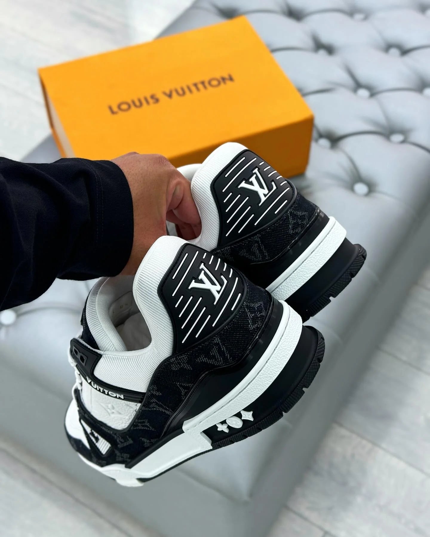 Louis Vuitton LV Trainer Sneaker Monogram Black Denim