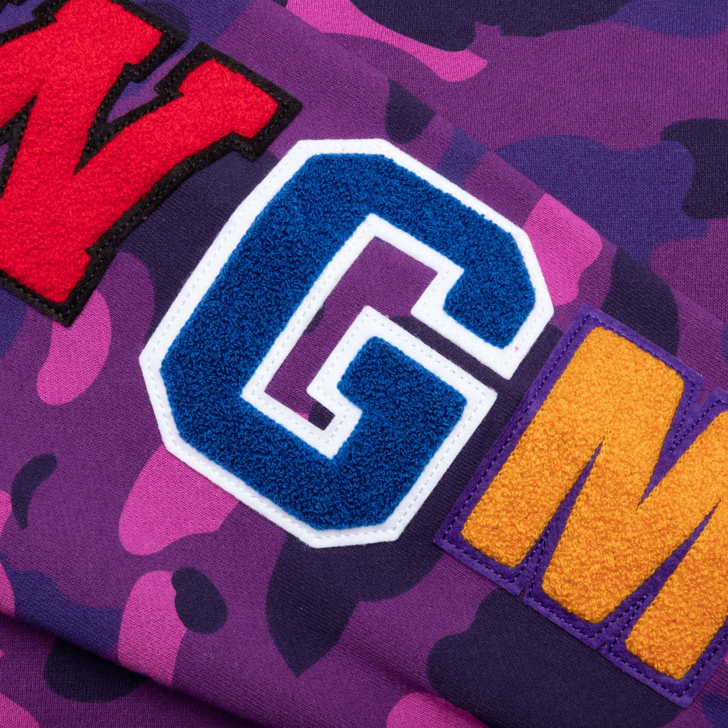 Color Camo Embroidery Shark Crewneck Purple