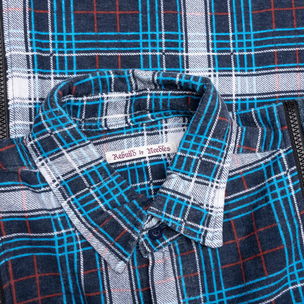 7 Cuts Zipped Wide Flannel Shirt Assorted