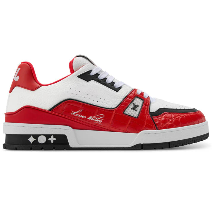 Louis Vuitton LV Trainer Red Alligator Leather Sneaker
