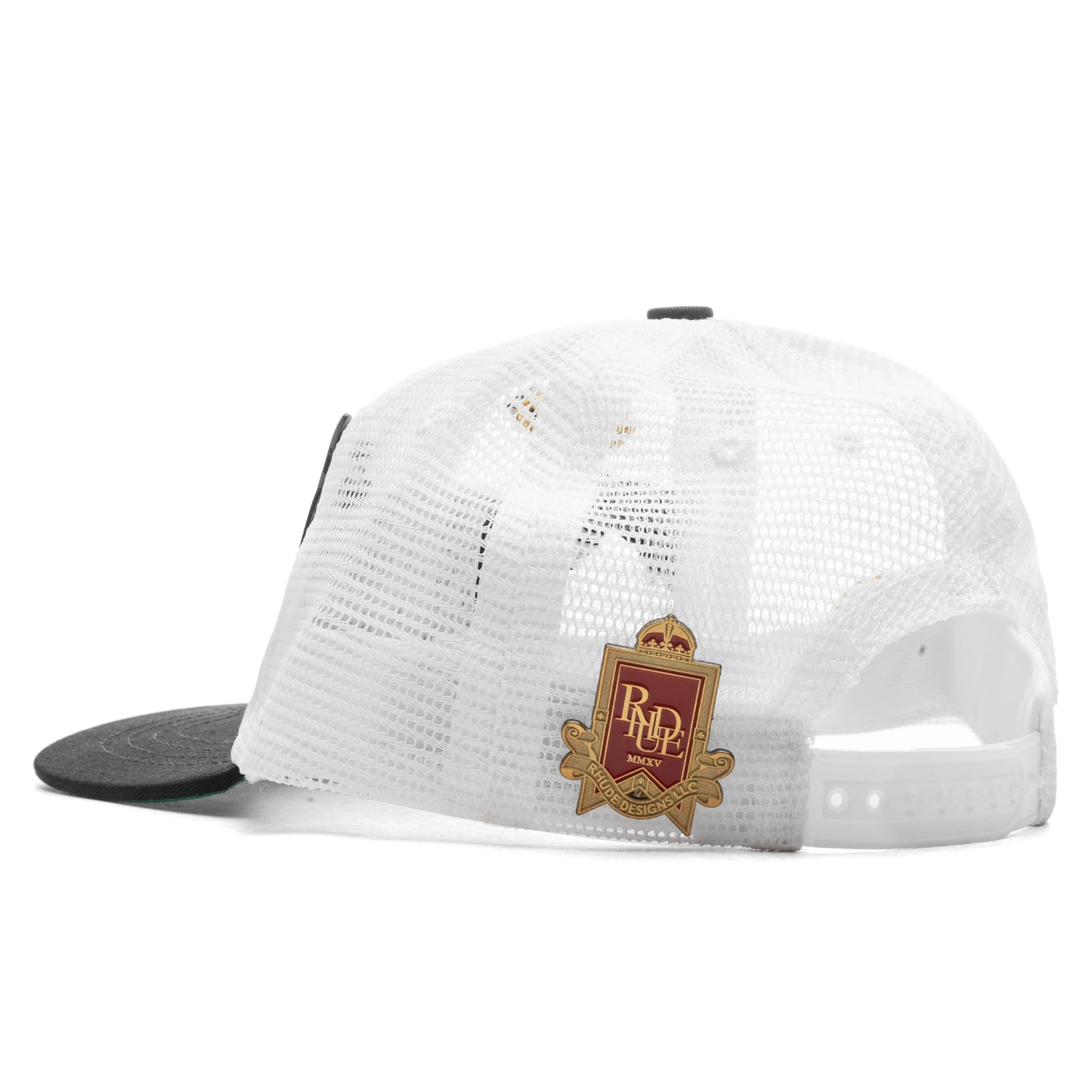 Patch Mesh Trucker Hat Black White