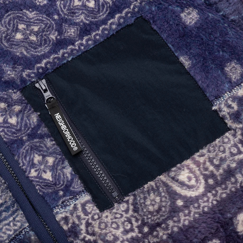 Bandana Pattern Fleece Jacket Navy