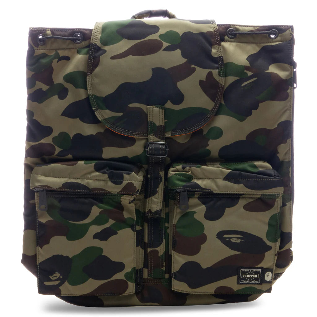 A Bathing Ape x Porter 1st Camo Rucksack Green