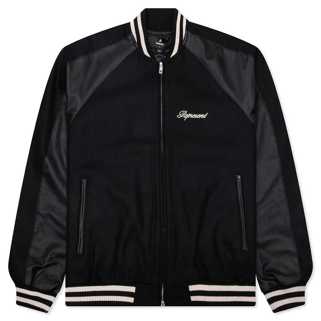 Raglan Varsity Jacket Black