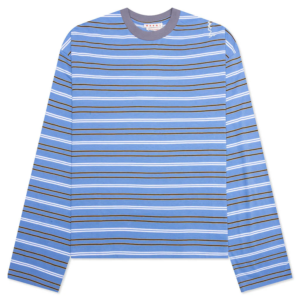 Striped Long Sleeve T Shirt Periwinkle