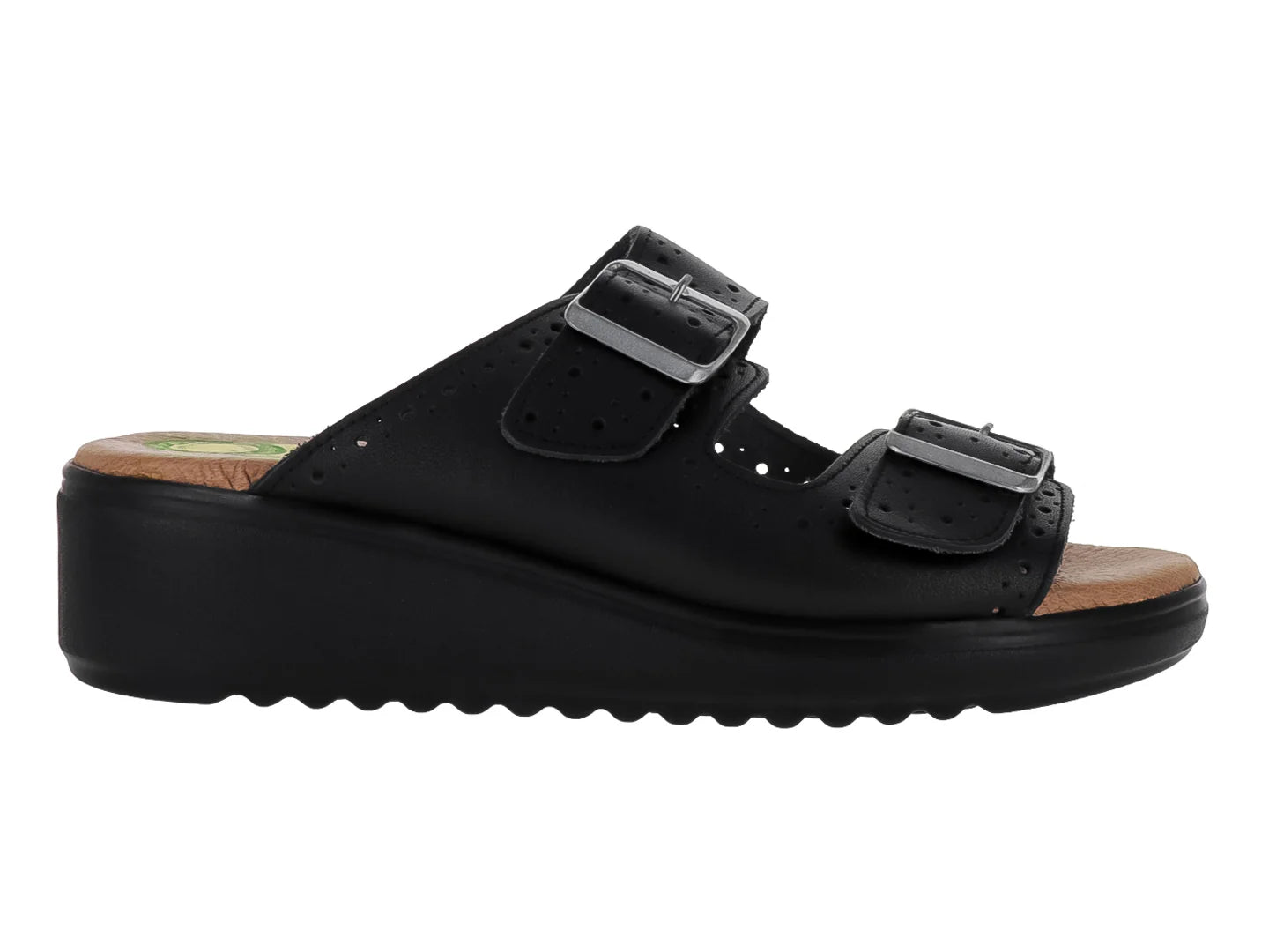 Sandalias Capricho Negro de Vaqueta para Mujer
