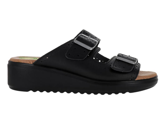 Sandalias Capricho Negro de Vaqueta para Mujer