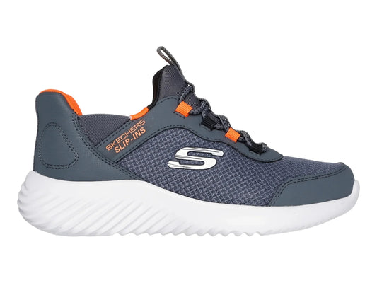 Tenis Skechers Bounder Gris y Naranja para Niño