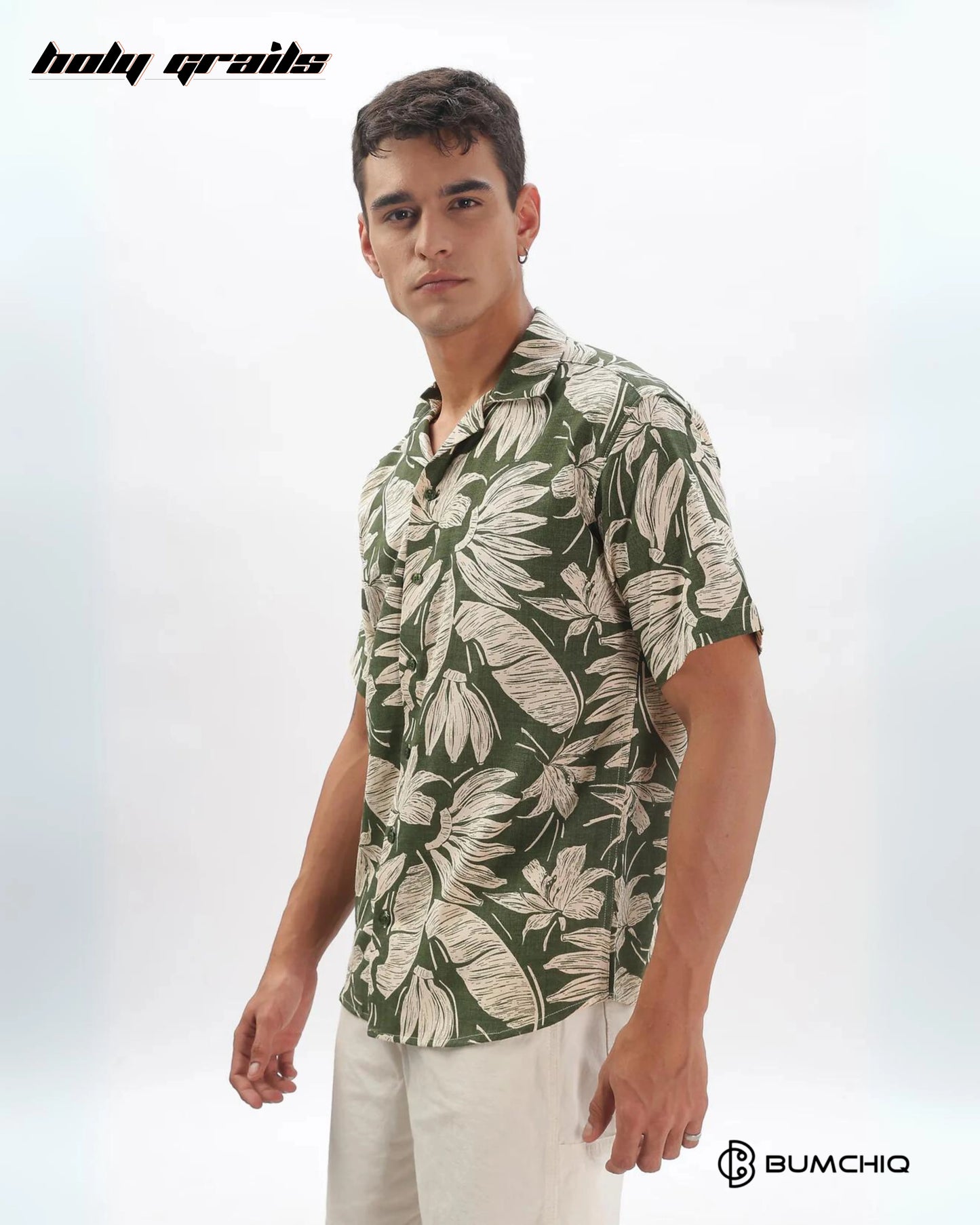 Caper Green Floral Shirt HG x Bumchiq