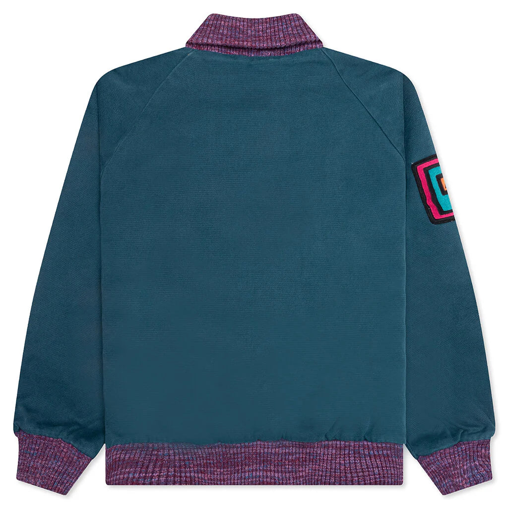 Skull Stalker Varsity Jacket Washed Blue
