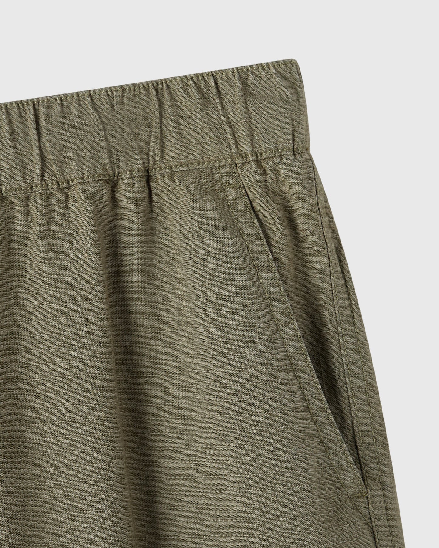 Linen Ripstop Cargo Short Olive Green