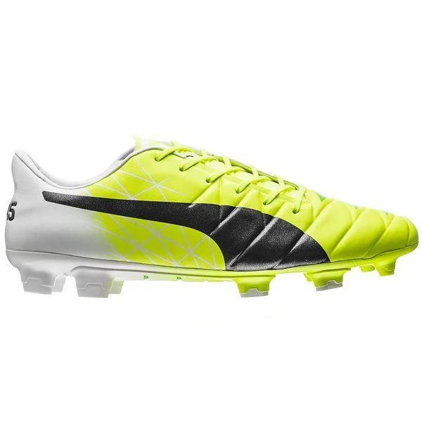 PUMA Evoaccuracy 1 FG Firm Ground Soccer Cleats Fluo Yellow Peacoat White