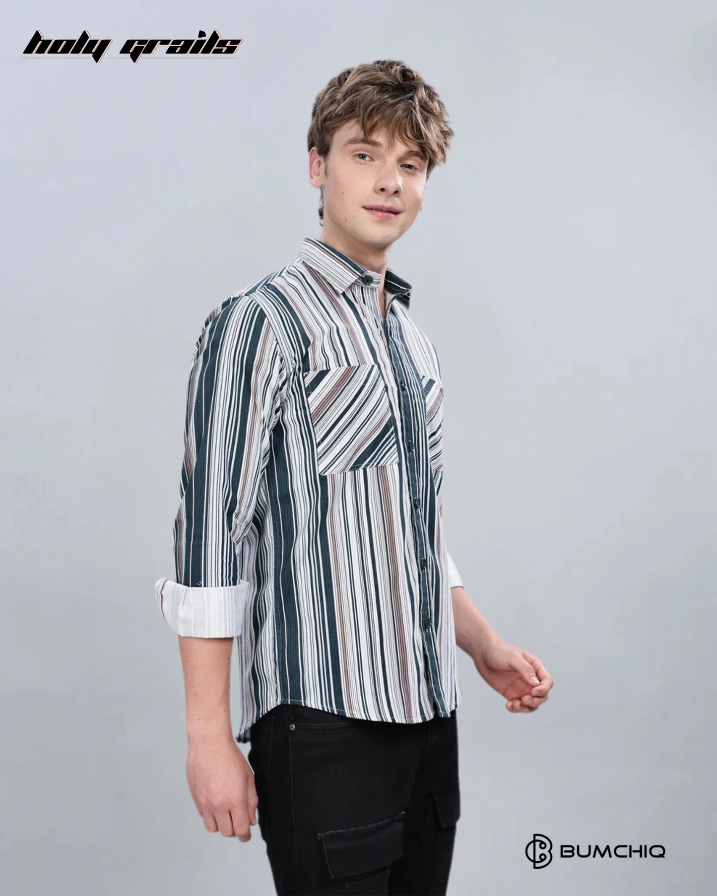 Green Cream Stripes Overshirt HG x Bumchiq