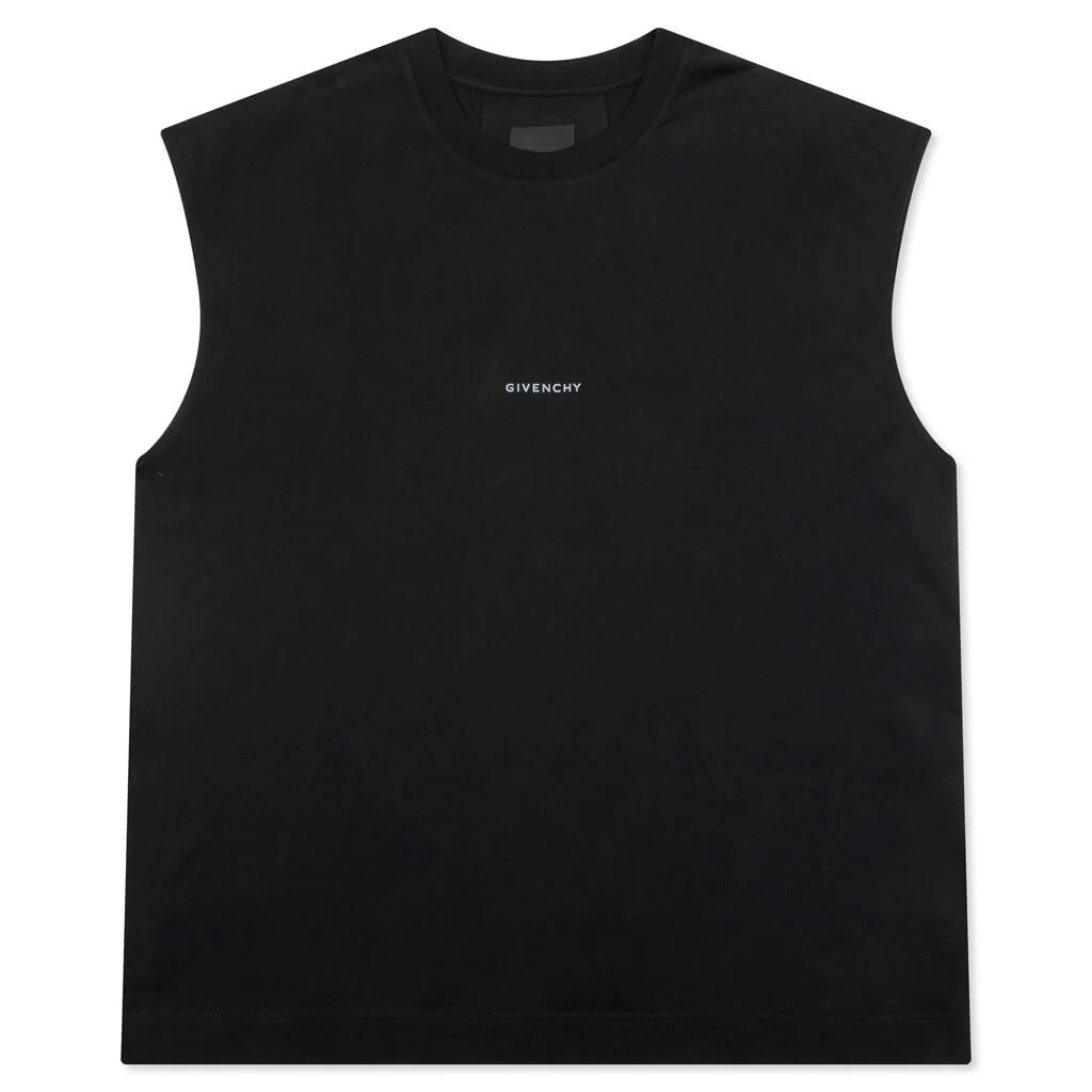 Tarot Print Cotton Tank Top Black