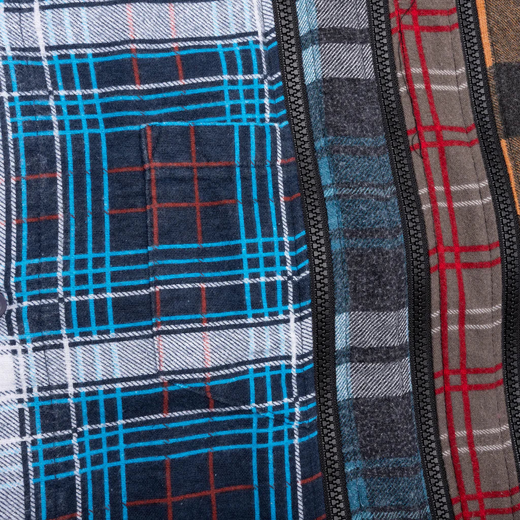 7 Cuts Zipped Wide Flannel Shirt Assorted
