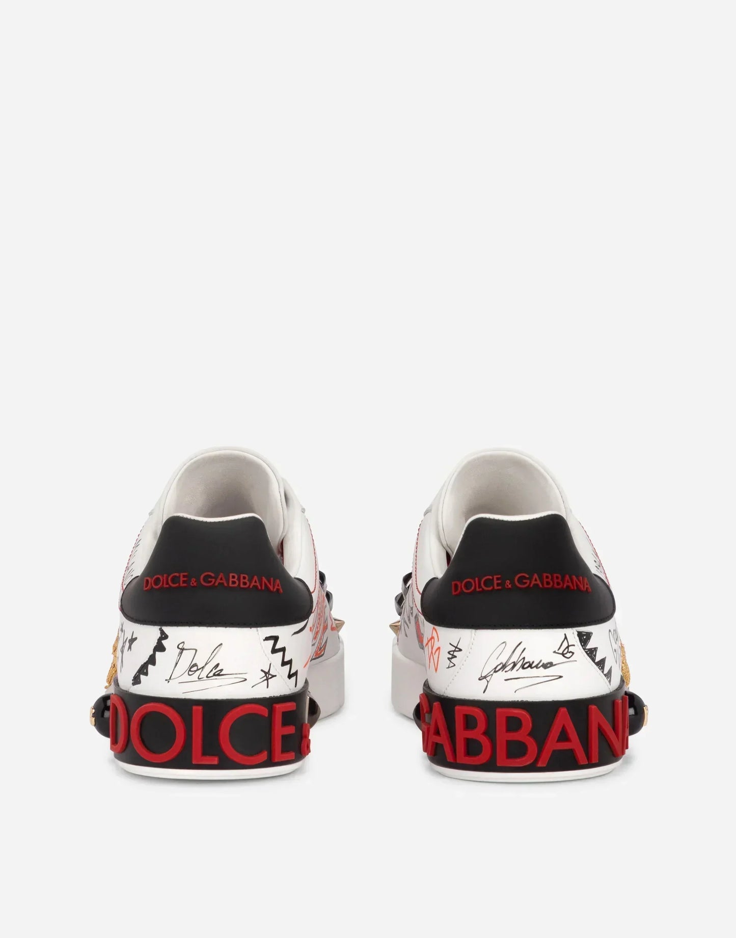 DG Calfskin Portofino Sneakers With Embroidery And Studs