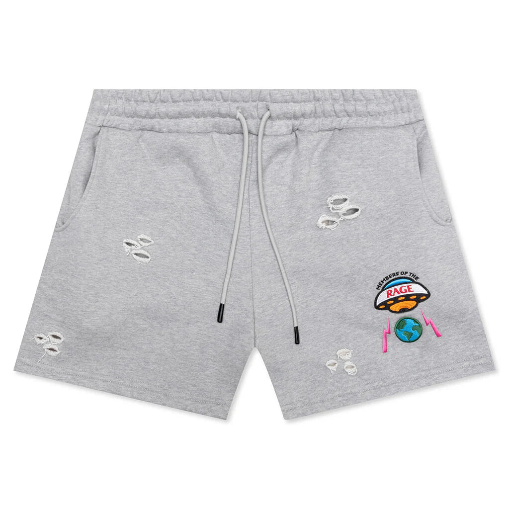 Distressed Shorts Small Logo Heather Grey