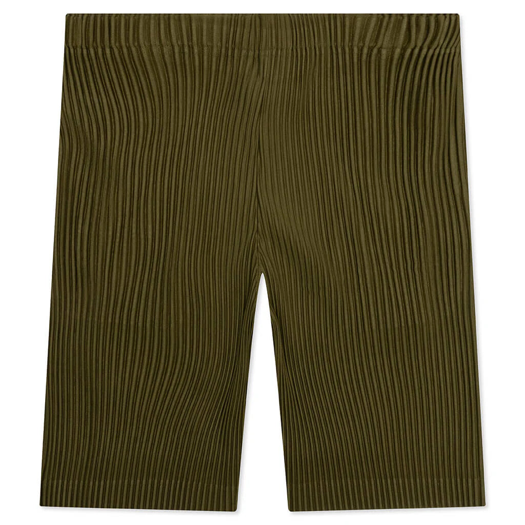 Color Pleats Shorts Olive Khaki